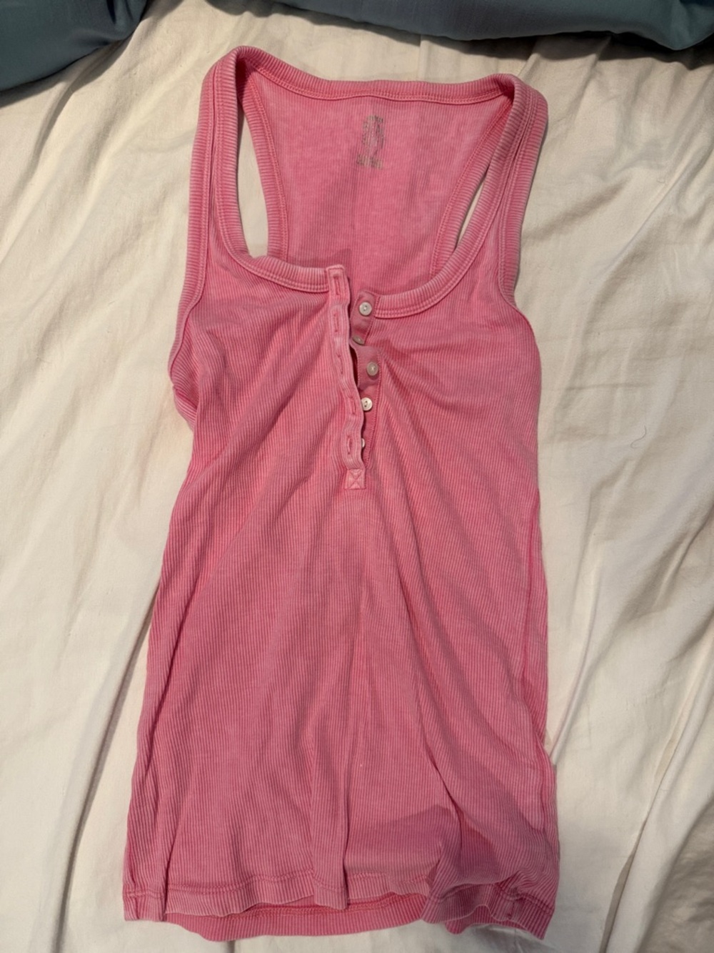 American Eagle Outfitters Pink Ribbed Henley Tank